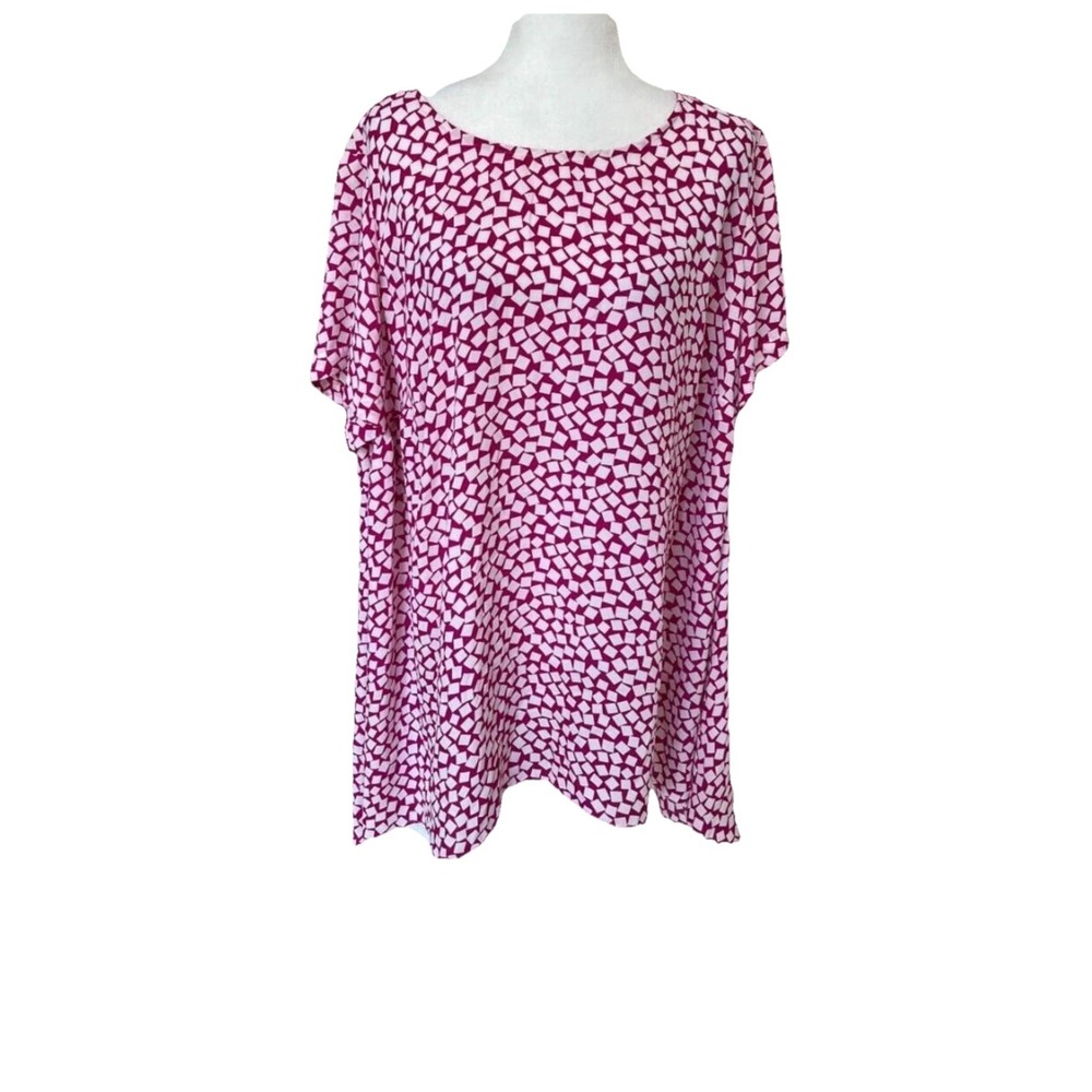 Vince Camuto Women's Short Sleeve Blouse Pink Size 1X